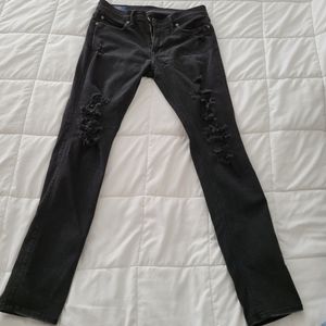 Abercrombie &Fitch black Stretch Ripped Super Skinny Jeans size31 W 32 L